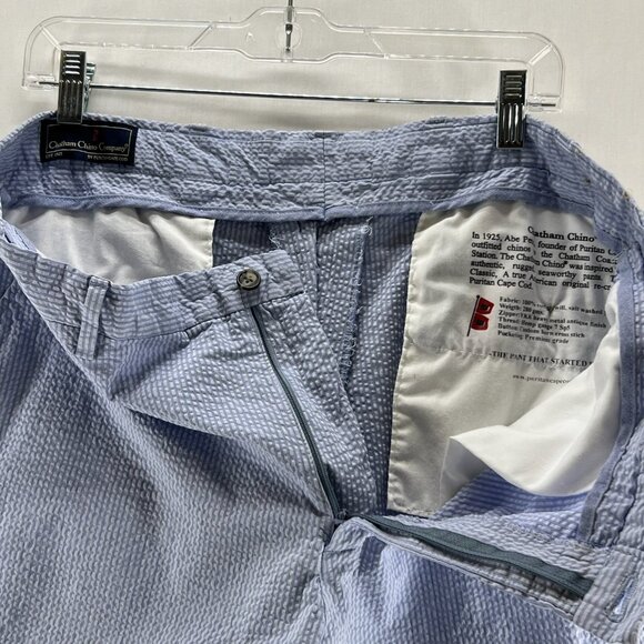 Chatham Chino Company Seersucker Short Mens 38 Lightweight Summer Striped Blue - Picture 10 of 11